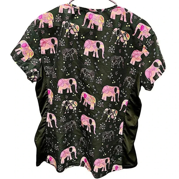 Pink Elephant scrub top WITH pockets MEDIUM - Picture 5 of 5